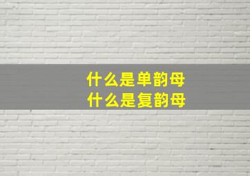 什么是单韵母 什么是复韵母